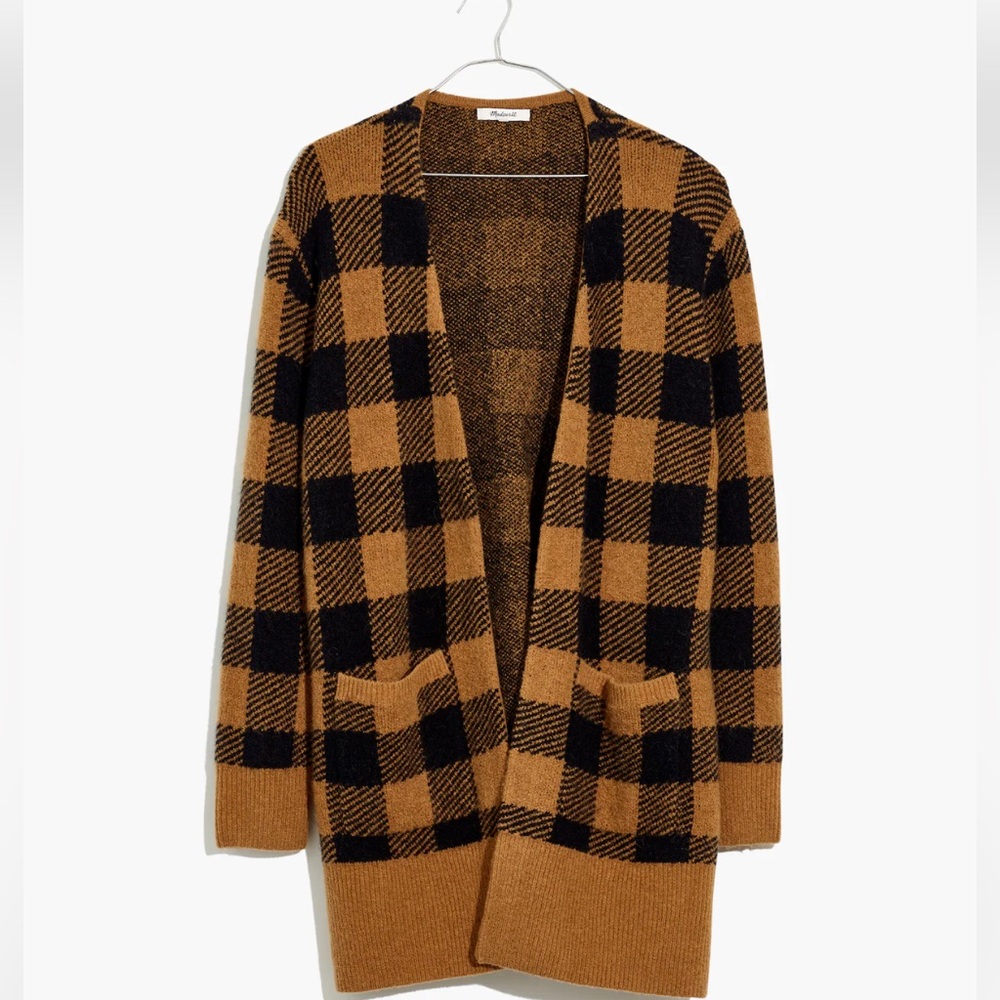 Madewell Buffalo Check Kent Cardigan Sweater in Coziest Yarn size Medium